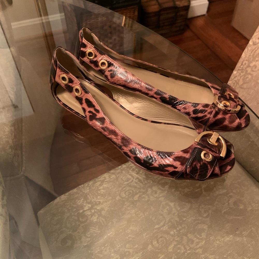 Stuart Weitzman Open Toe Buckle Patent Animal Pri… - image 4